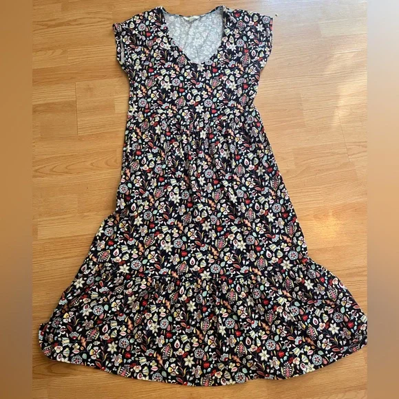 white christmas dresses Scoop Cotton Tiered Dress-Multi, Ornate Vine main image 1